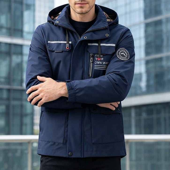 Men’s Hooded Jacket Casual Zip Up Outdoor Outerwear