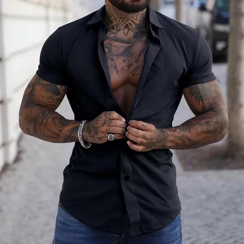Cassian | Men's Classic Lapel Short-Sleeve Button-Down Shirt