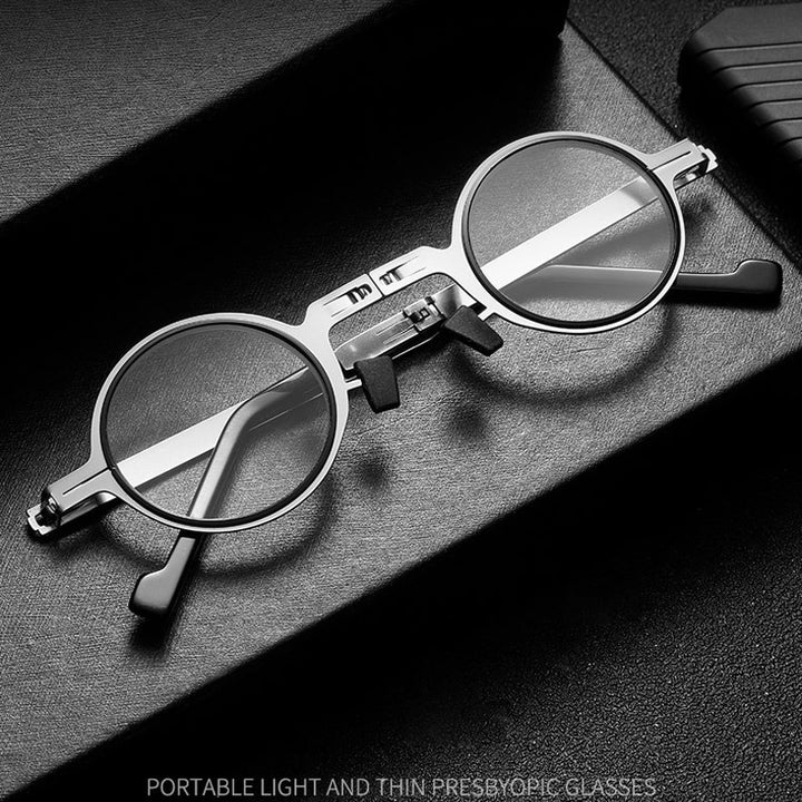Ultra-Thin Folding Reading Glasses Portable Round Presbyopic Eyewear