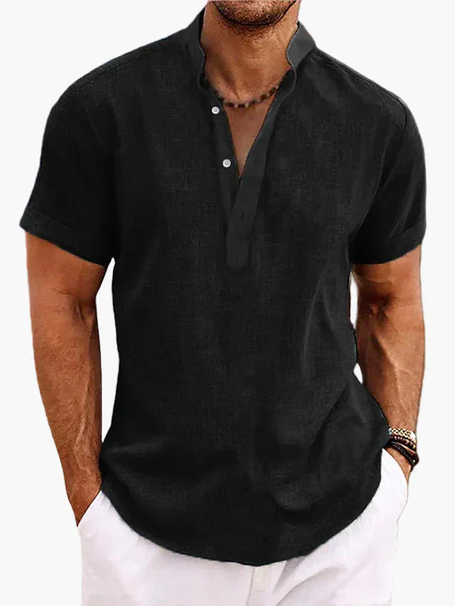 Men’s V Neck Short Sleeve Shirt Casual Summer Beach Top