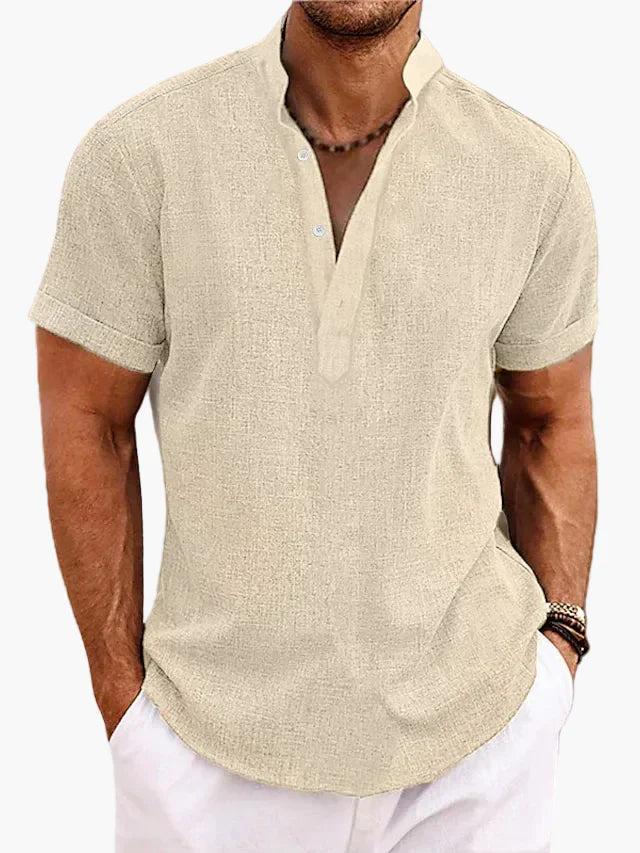 Men’s V Neck Short Sleeve Shirt Casual Summer Beach Top