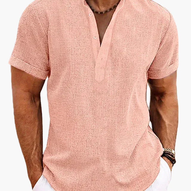 Men’s V Neck Short Sleeve Shirt Casual Summer Beach Top