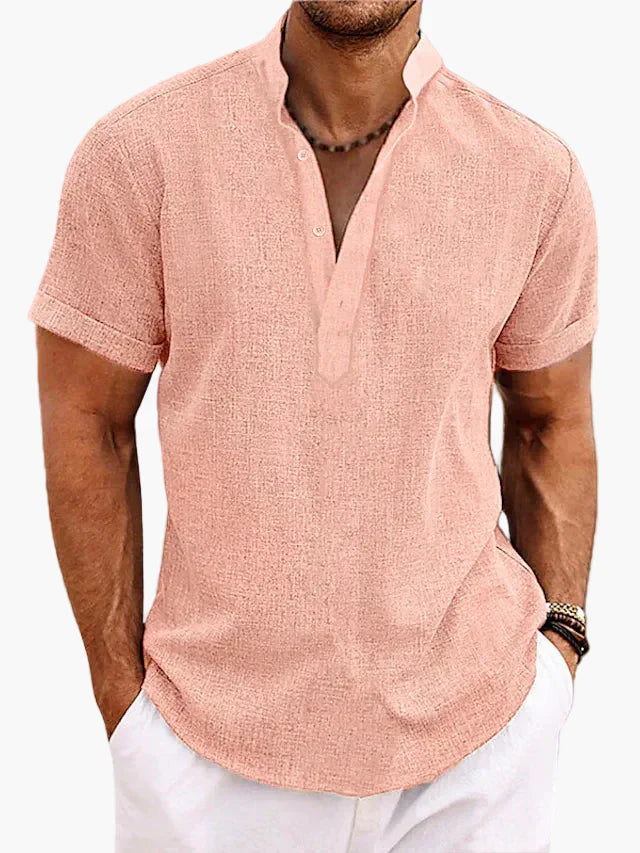 Men’s V Neck Short Sleeve Shirt Casual Summer Beach Top