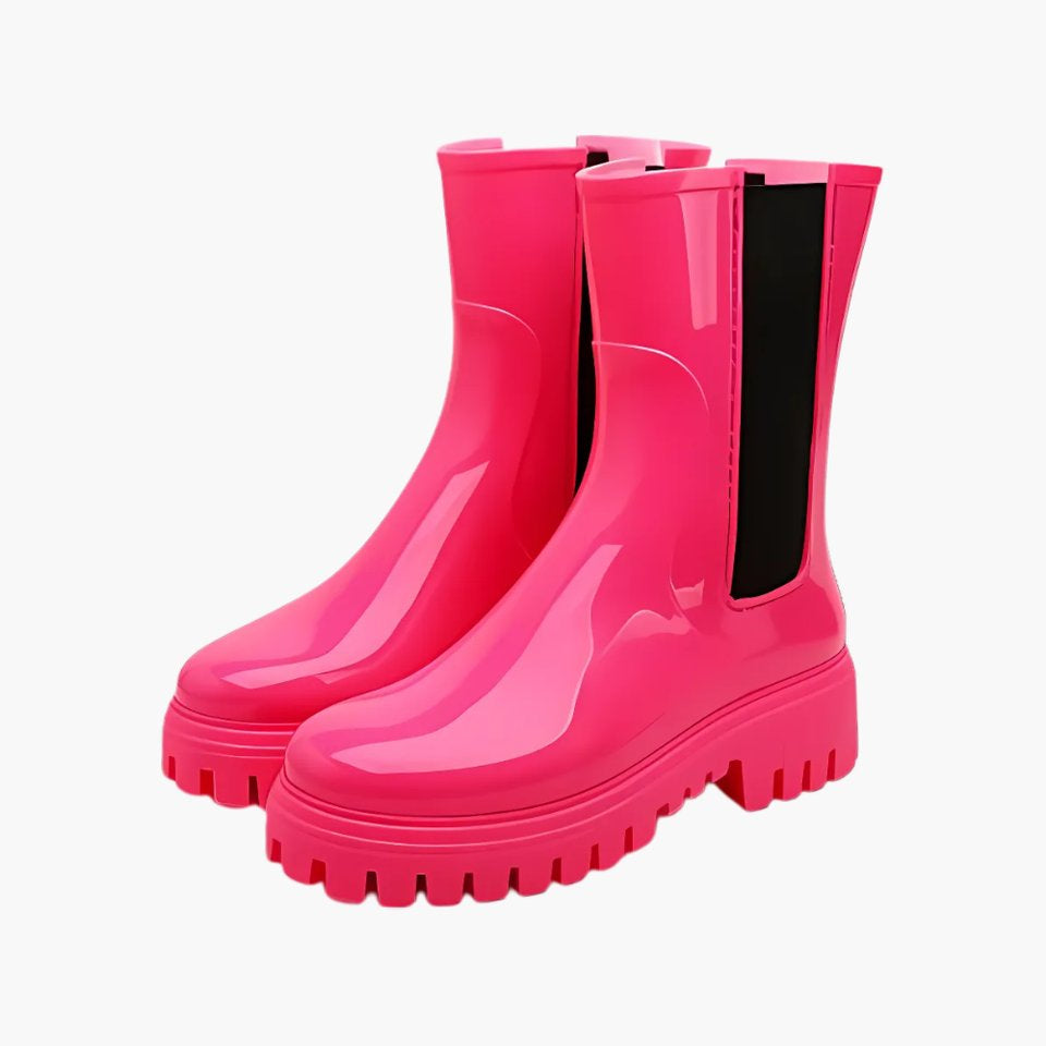 Women's Chelsea Boots Water-Resistant Chunky Lug-Sole Rain Boots